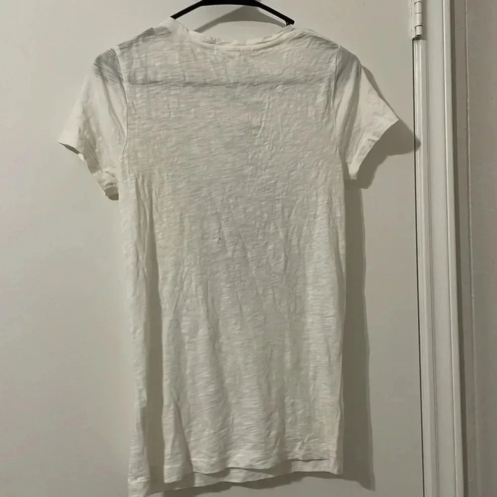 J. Crew White T-Shirt with Silver Deer Design
